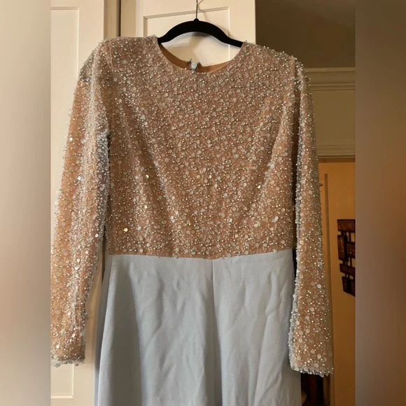 NADINE MERABI Sky Blue Embellished Jumpsuit - Picture 5 of 9